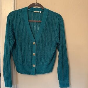 Teal Button-Up Women's Sweater